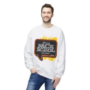 Welcome Back to School on Wooden Unisex Midweight Soft Style Fleece Crewneck Sweatshirt - Image 12