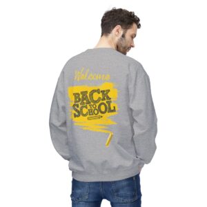 Welcome Back to School Yellow Unisex Midweight Soft Style Fleece Crewneck Sweatshirt - Image 25