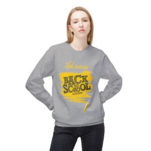 Welcome Back to School Yellow Unisex Midweight Soft Style Fleece Crewneck Sweatshirt - Image 28