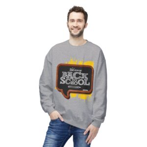 Welcome Back to School on Wooden Unisex Midweight Soft Style Fleece Crewneck Sweatshirt - Image 36