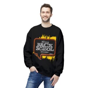 Welcome Back to School on Wooden Unisex Midweight Soft Style Fleece Crewneck Sweatshirt - Image 24