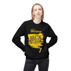 Welcome Back to School Yellow Unisex Midweight Soft Style Fleece Crewneck Sweatshirt - Image 4