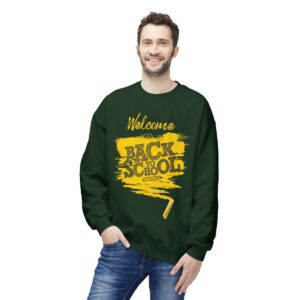 Welcome Back to School Yellow Unisex Midweight Soft Style Fleece Crewneck Sweatshirt - Image 42