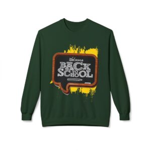 Welcome Back to School on Wooden Unisex Midweight Soft Style Fleece Crewneck Sweatshirt - Image 44
