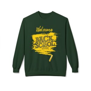 Welcome Back to School Yellow Unisex Midweight Soft Style Fleece Crewneck Sweatshirt - Image 38
