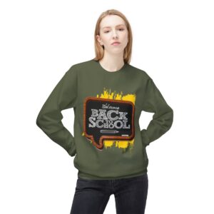 Welcome Back to School on Wooden Unisex Midweight Soft Style Fleece Crewneck Sweatshirt - Image 40
