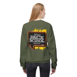 Welcome Back to School on Wooden Unisex Midweight Soft Style Fleece Crewneck Sweatshirt - Image 41