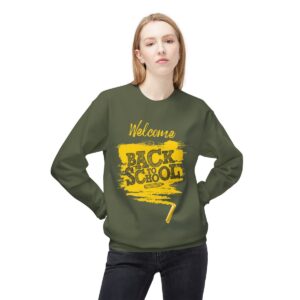 Welcome Back to School Yellow Unisex Midweight Soft Style Fleece Crewneck Sweatshirt - Image 34