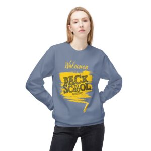 Welcome Back to School Yellow Unisex Midweight Soft Style Fleece Crewneck Sweatshirt - Image 52