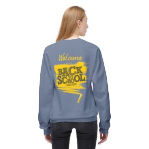 Welcome Back to School Yellow Unisex Midweight Soft Style Fleece Crewneck Sweatshirt - Image 53