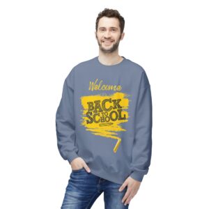 Welcome Back to School Yellow Unisex Midweight Soft Style Fleece Crewneck Sweatshirt - Image 54