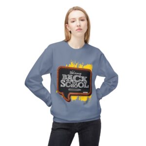 Welcome Back to School on Wooden Unisex Midweight Soft Style Fleece Crewneck Sweatshirt - Image 52