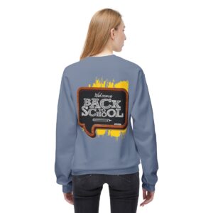Welcome Back to School on Wooden Unisex Midweight Soft Style Fleece Crewneck Sweatshirt - Image 53