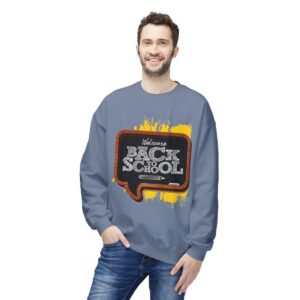 Welcome Back to School on Wooden Unisex Midweight Soft Style Fleece Crewneck Sweatshirt - Image 54