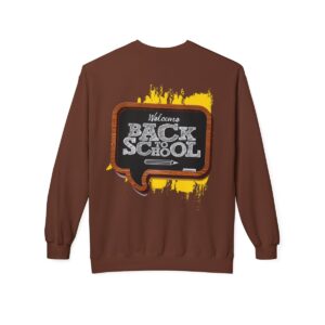 Welcome Back to School on Wooden Unisex Midweight Soft Style Fleece Crewneck Sweatshirt - Image 15