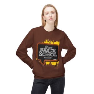 Welcome Back to School on Wooden Unisex Midweight Soft Style Fleece Crewneck Sweatshirt - Image 16