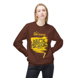Welcome Back to School Yellow Unisex Midweight Soft Style Fleece Crewneck Sweatshirt - Image 16
