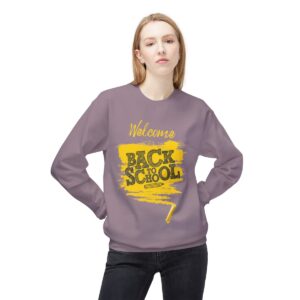 Welcome Back to School Yellow Unisex Midweight Soft Style Fleece Crewneck Sweatshirt - Image 76