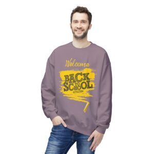 Welcome Back to School Yellow Unisex Midweight Soft Style Fleece Crewneck Sweatshirt - Image 78