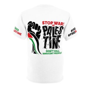 Stop War in Palestine - Unisex Cut & Sew Tee (AOP) - Image 3