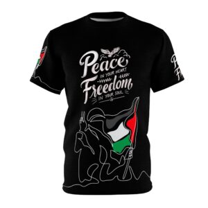 Peace in Your Heart and Freedom in Your Soul - Unisex Cut & Sew Tee (AOP) - Image 2