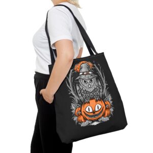 Halloween Scary Owl on Pumpkin All-Over Print Tote Bag: Spooky and Stylish