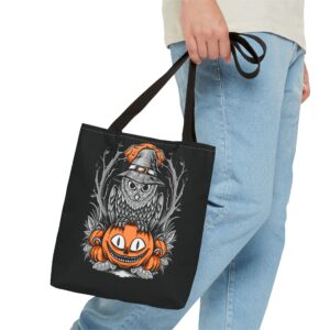 Halloween Scary Owl on Pumpkin All-Over Print Tote Bag: Spooky and Stylish - Image 8