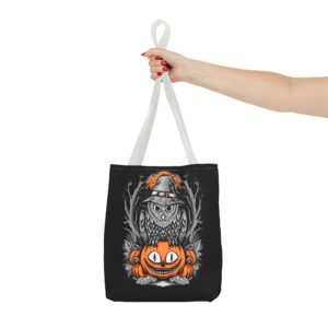 Halloween Scary Owl on Pumpkin All-Over Print Tote Bag: Spooky and Stylish - Image 25