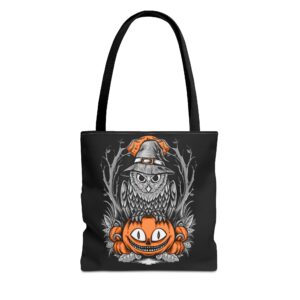 Halloween Scary Owl on Pumpkin All-Over Print Tote Bag: Spooky and Stylish - Image 6
