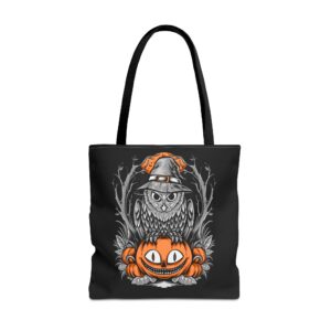 Halloween Scary Owl on Pumpkin All-Over Print Tote Bag: Spooky and Stylish - Image 2
