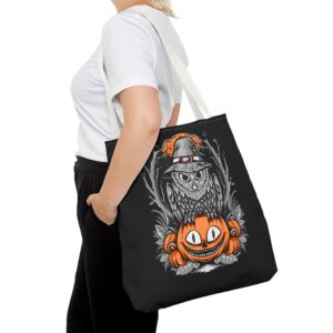 Halloween Scary Owl on Pumpkin All-Over Print Tote Bag: Spooky and Stylish - Image 33