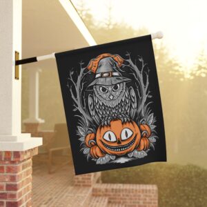 Halloween Scary Owl on Pumpkin Garden & House Banner
