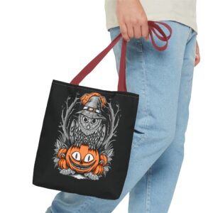 Halloween Scary Owl on Pumpkin All-Over Print Tote Bag: Spooky and Stylish - Image 16