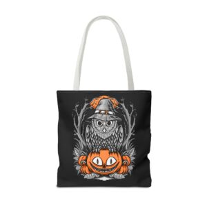 Halloween Scary Owl on Pumpkin All-Over Print Tote Bag: Spooky and Stylish - Image 35