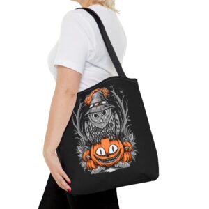 Halloween Scary Owl on Pumpkin All-Over Print Tote Bag: Spooky and Stylish - Image 9