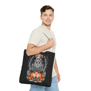 Halloween Scary Owl on Pumpkin All-Over Print Tote Bag: Spooky and Stylish - Image 36