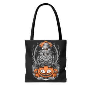 Halloween Scary Owl on Pumpkin All-Over Print Tote Bag: Spooky and Stylish - Image 7