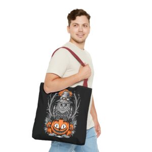 Halloween Scary Owl on Pumpkin All-Over Print Tote Bag: Spooky and Stylish - Image 24