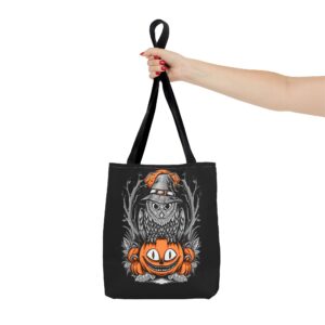 Halloween Scary Owl on Pumpkin All-Over Print Tote Bag: Spooky and Stylish - Image 5