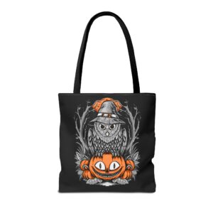 Halloween Scary Owl on Pumpkin All-Over Print Tote Bag: Spooky and Stylish - Image 11