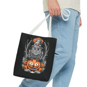 Halloween Scary Owl on Pumpkin All-Over Print Tote Bag: Spooky and Stylish - Image 28