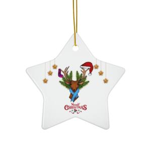 Santa Deer Christmas Ceramic Ornament - GIFTZ For Your Loved Ones
