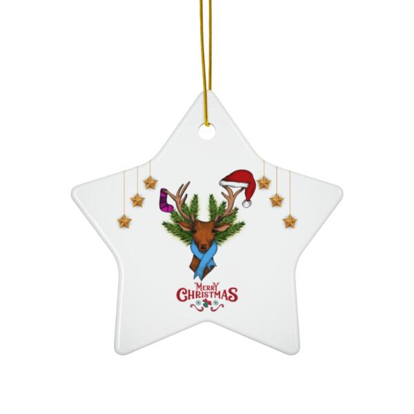 Santa Deer Christmas Ceramic Ornament - GIFTZ For Your Loved Ones