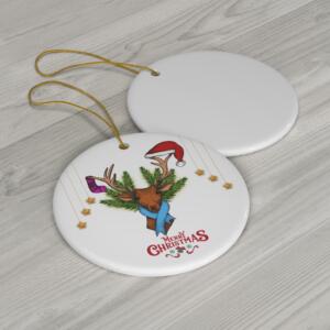Santa Deer Christmas Ceramic Ornament - GIFTZ For Your Loved Ones