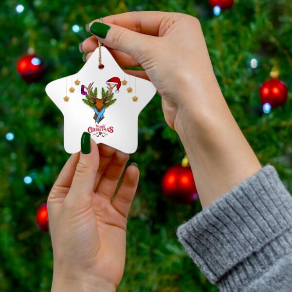 Santa Deer Christmas Ceramic Ornament - GIFTZ For Your Loved Ones