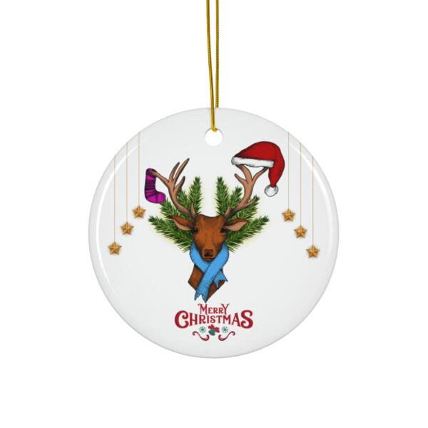 Santa Deer Christmas Ceramic Ornament - GIFTZ For Your Loved Ones