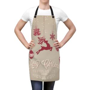 Christmas Reindeer Apron - Merry Christmas & Happy New Year Festive Cooking Gear - All Over Print