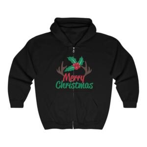 Merry Christmas - Unisex Heavy Blend™ Full Zip Hooded Sweatshirt - Image 3