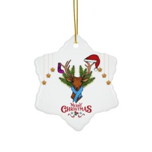 Santa Deer Christmas Ceramic Ornament - GIFTZ For Your Loved Ones
