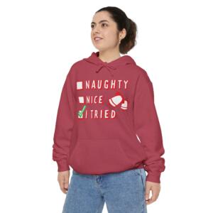 Naughty, Nice, or I Tried - Unisex Garment-Dyed Hoodie - Image 5
